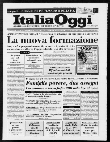 Italia oggi : quotidiano di economia finanza e politica